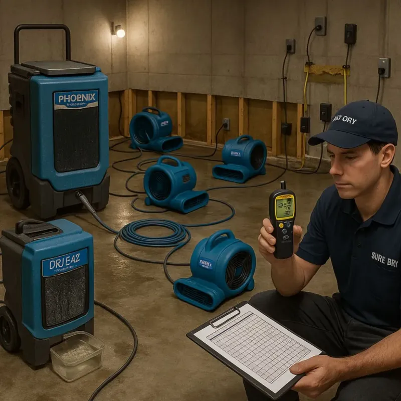 Structural Drying and Dehumidification process in York Beach, ME